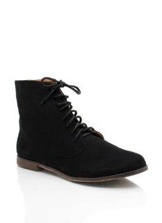 suede lace up booties 9 BLACK Shoes