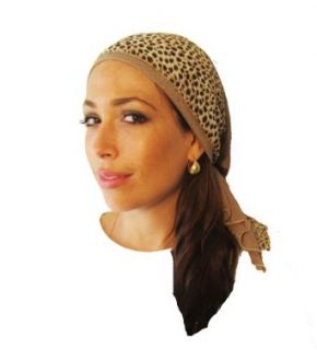 ShariRose Head Scarf & Tichel Gold Knit Cheetah Wrap   One