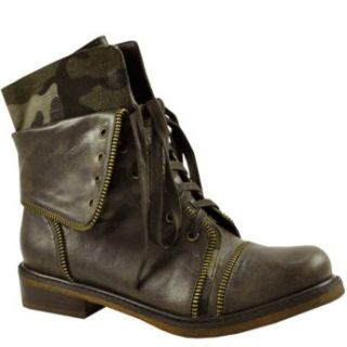 Bakers Womens Combat Military Boot Brown 5 Shoes
