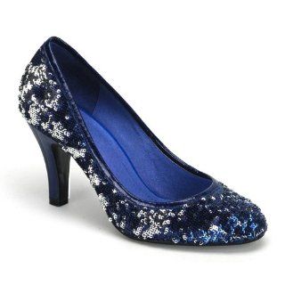 Sequin Pump Shoes Reversible Sequins Rounded Toe Black Blue Red Shoes