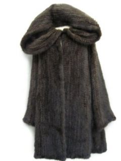 Knitted Mink Semi Swing 3/4 Coat w/Hood & Crush Collar