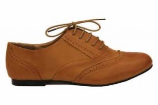 Womens Lace Up Tan Casual Brogue Shoes 10 Shoes