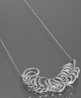 Kenneth Jay Lane Crystal Studed Feather Necklace   AS SEEN