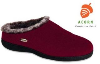 Acorn Chinchilla Mule Slipper for Women   M   WINE Shoes