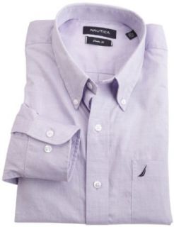  Nautica Mens Solid Button Down Shirt, Purple, 17.5 34 35 Clothing