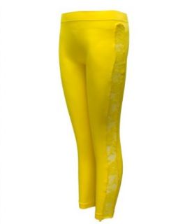 Ladies Yellow Leggings Sheer Floral Designed Sides