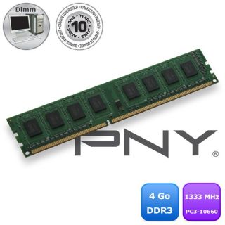 PNY Dimm DDR3 4Go 1333MHz PC3 10660   Module mémoire Dimm pour