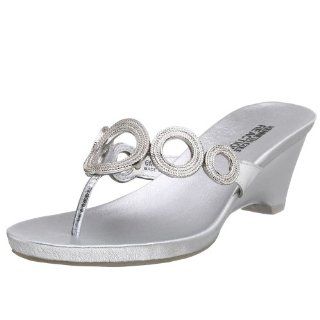 Cole REACTION Womens Zonar Eclipse Wedge Thong,Silver,4 M US Shoes