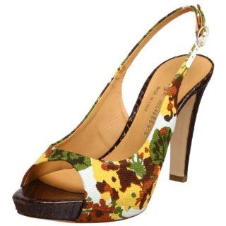  Bettye Muller Womens Casino Sandal,Brown/Green Floral,38 EU Shoes