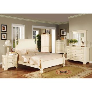 Transitional White Finish 4 piece Queen size Bedroom Set