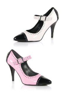  Womens 4 Inch Spectator Mary Jane Pump (Black/Baby Pink;9) Shoes
