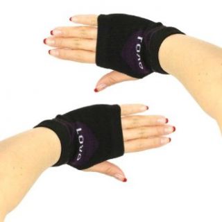 Knit Hand Warmer Fingerless Love Heart Gloves Purple with