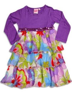 Lipstik   Toddler Girls Long Sleeve Dress, Purple, Multi