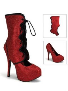 Ruby Red Glitter High Heel Pump   11 Clothing