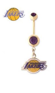 Los Angeles Lakers Gold Plated 14 Gauge Belly Button Ring