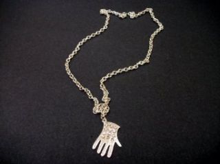 Necklace with Rhinestone Glove Pendant Clothing