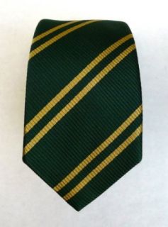 100% Silk Woven Skinny Hunter and Gold Striped Tie