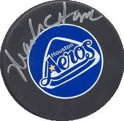 Mark Howe Signed Puck   Houston Aeros)