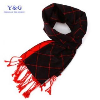 Black, Red Checker smart scarves for women Y&G 100% Silk