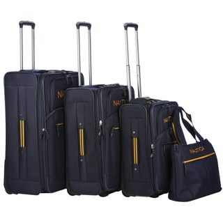 Nautica Helmsman Navy / Yellow 4 piece Luggage Set