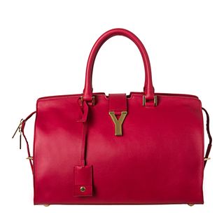 Yves Saint Laurent Cabas Classique Y Red Leather Tote Bag