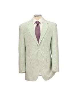 Stays Cool 2 Button Seersucker Suit (GREEN/WHITE, 46 SHORT) Clothing