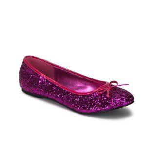 Cute Womens Ballet Flat Shoes Glitter Bow Hot Pink Shoes