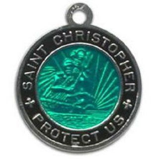 St. Christopher Surf Medal   Small Kelly Green/Black