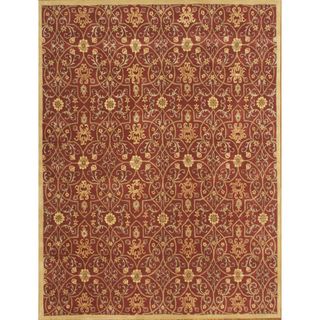 Delhi Burgundy/ Gold New Zeeland Wool Rug (10 x 14)