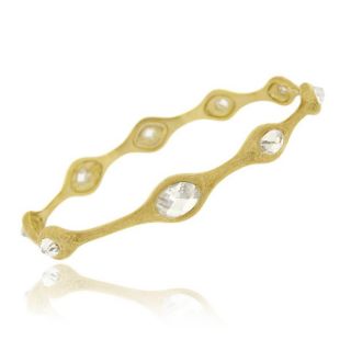 Icz Stonez 18k Gold over Sterling Silver Cubic Zirconia Bangle