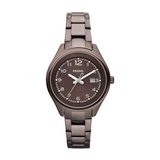 Fossil Womens Brown Stainless Steel Flight Watch