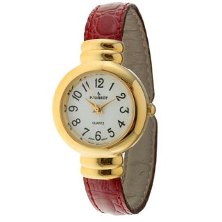 Peugeot Vintage Red Leather Cuff Watch