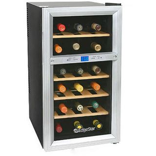 EdgeStar 18 Bottle Deluxe Dual Zone Wine Cooler with Wood Shelves