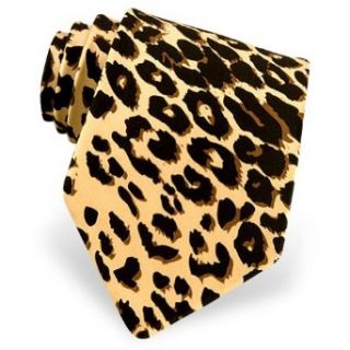 Leopard Print Extra Long Tie by Wild Ties   Tan/taupe Silk
