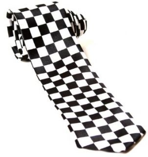 Trendy Skinny Tie   Black and White Checkered Clothing