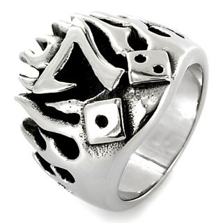 Stainless Steel Flaming Lucky Seven and Dice Ring