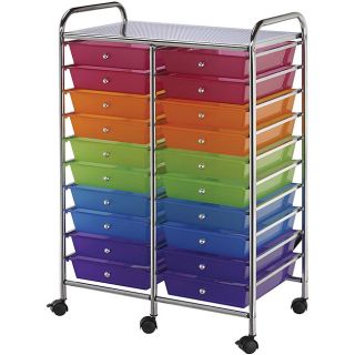 Blue Hills Studio Multicolor 20 drawer Double wide Storage Cart