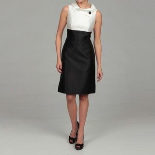 Tahari Womens Ivory/ Black Colorblock Dress