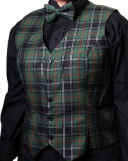 Womens Scottish Woven Vest , Large, Green Clothing