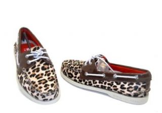 Sperry Mens Boat Shoes 0134338 A/O 2 Eye Leopard Brushed Suede Shoes