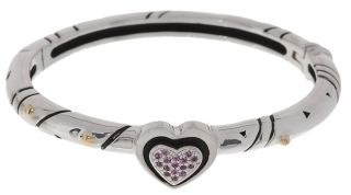 John Atencio Sterling Silver/18 kt. Gold Pink Sapphire Heart Bracelet