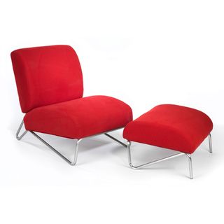 The Easy Rider Red Microdenier Chair/ Ottoman
