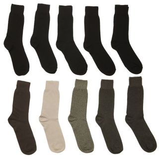 Lot de 10 chaussettes T39/42 Jersey Homme Noir, marron et beige