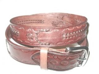 Western Mens Genuine Leather Tooled Belt Basket Weave