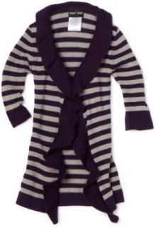 Paperdoll Girls 2 6x Ruffle Striped Cardigan, Grey/Purple
