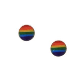 Sterling Silver Rainbow Enamel Pride Earrings