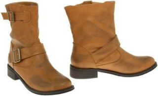 LIPS TOO Buckle Ankle Riding Boots [TOO LIVERY], Tan, Sz 6.5 Shoes