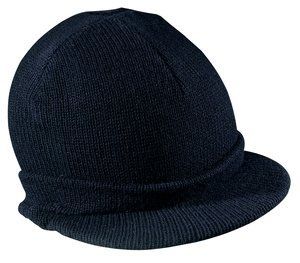 District Threads Beanie Hat with Bill Knit Cap   navy Blue