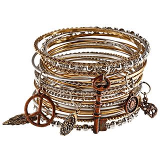 20 piece Mixed Metal Bangles with Charms (India)