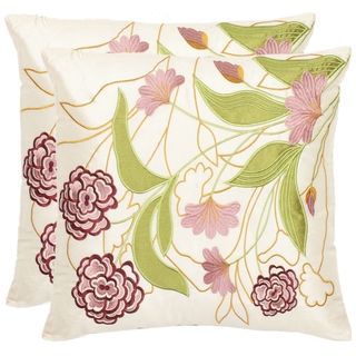 Rose Garden 18 inch Cream/ Pink Decorative Pillows (Set of 2